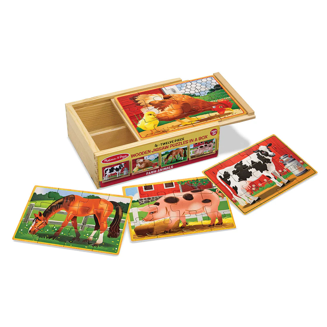 Melissa & Doug 4 Wooden Puzzles in a Box (Farm Animals)