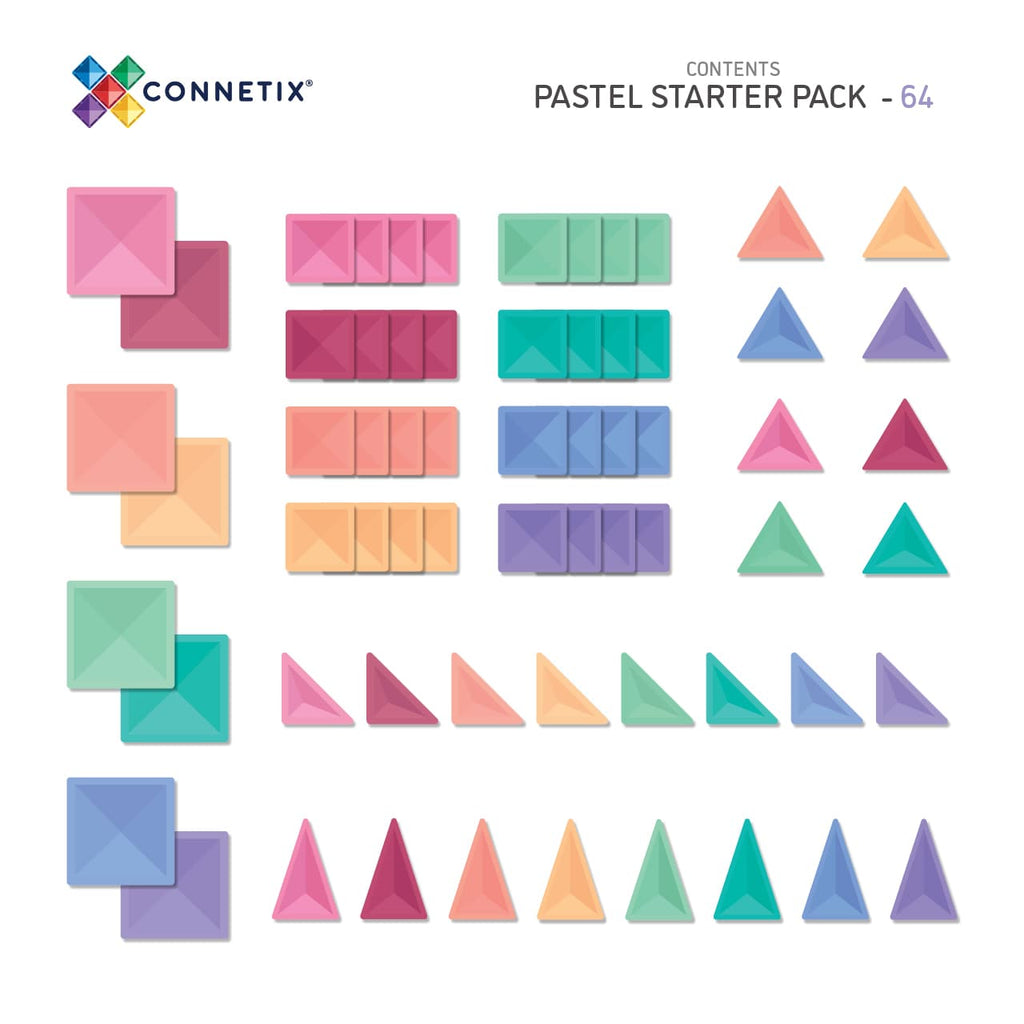 Connetix Tiles 64 Piece Starter Pack (Pastel)