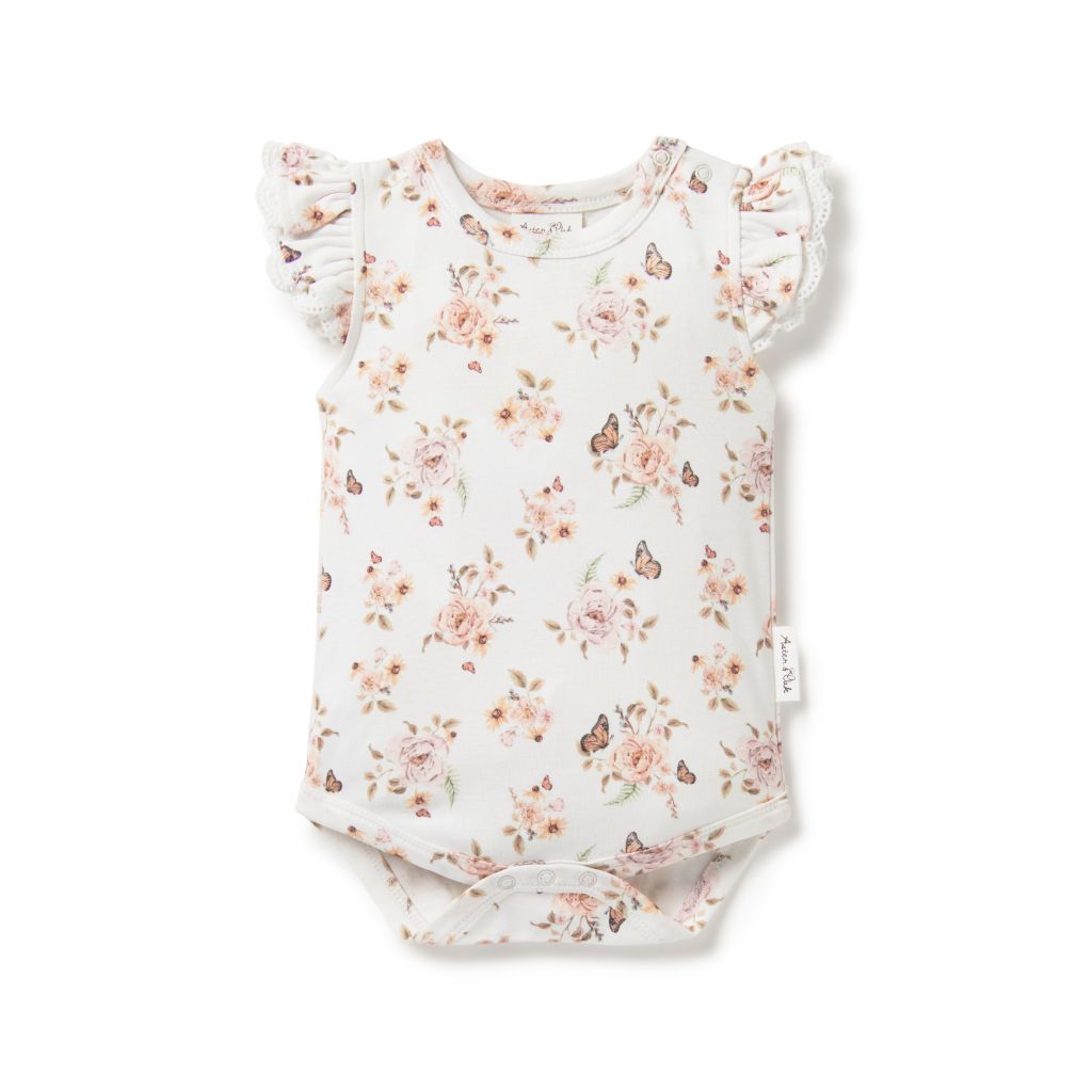 A&O Butterfly Lace Onesie (White)