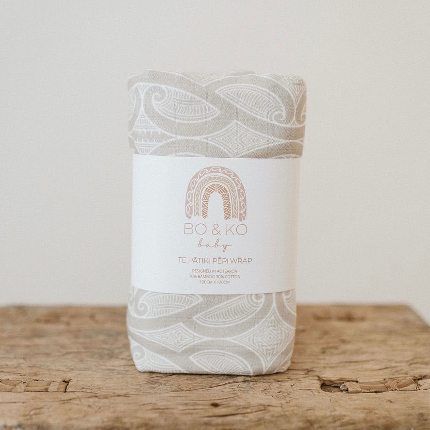 Bo & Ko Baby Te Patiki Pepi Wrap (Pumice Stone)