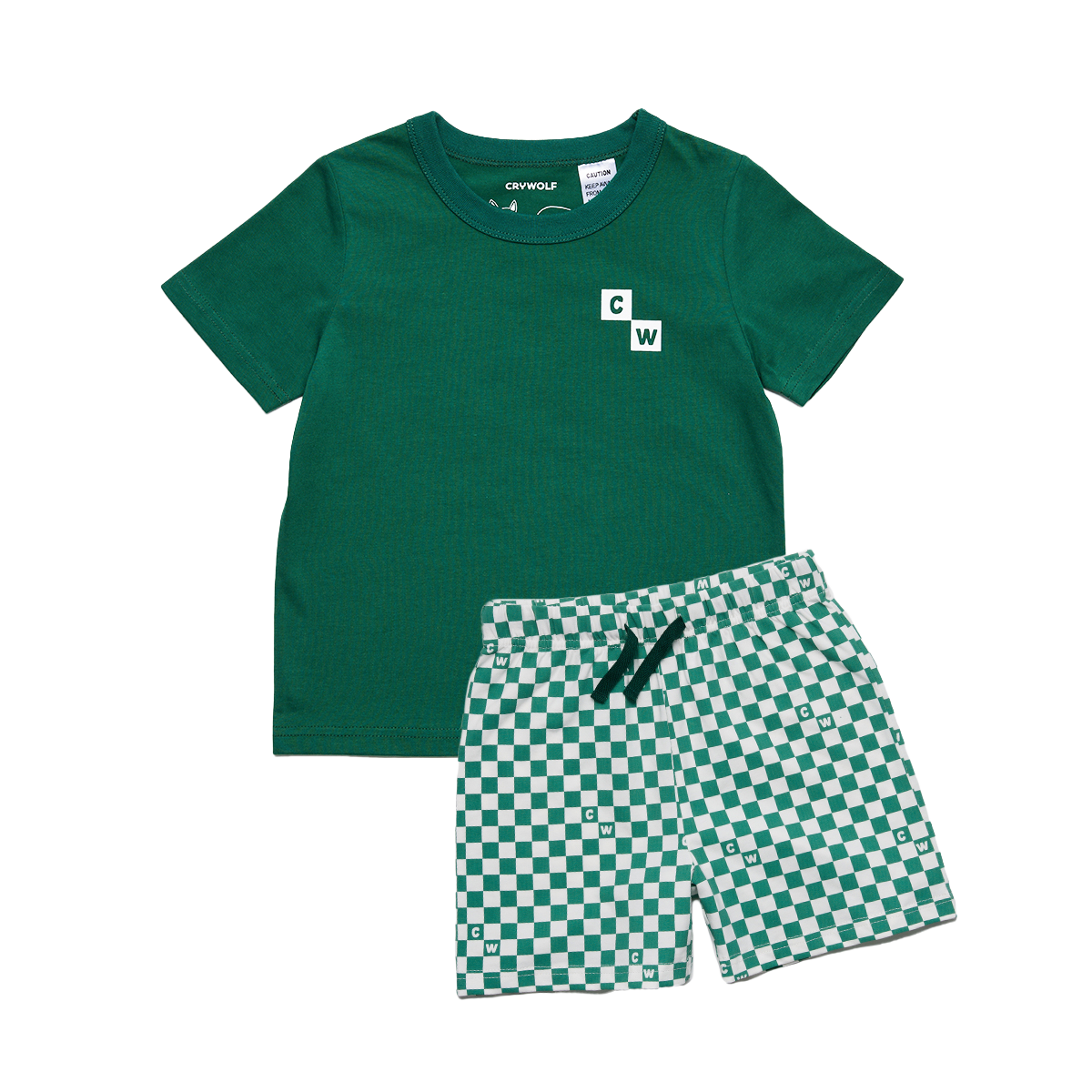 Crywolf Short Sleeve Sleep Set (Sea Green Check)