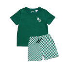 Crywolf Short Sleeve Sleep Set (Sea Green Check)