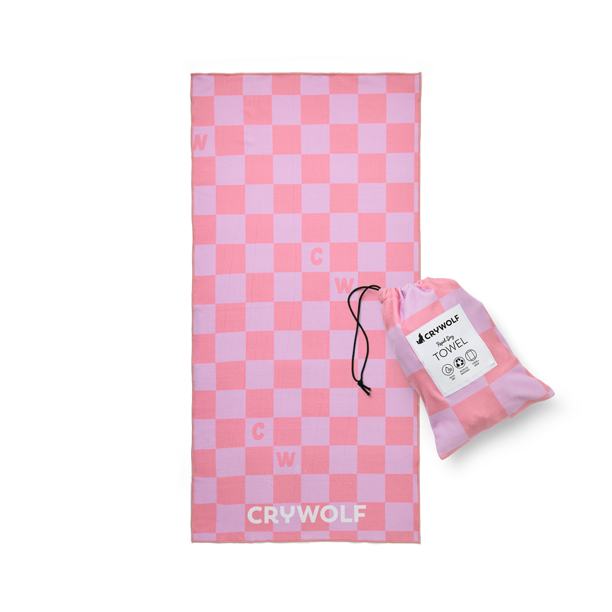 Crywolf Rapid Dry Towel (Flamingo Check)
