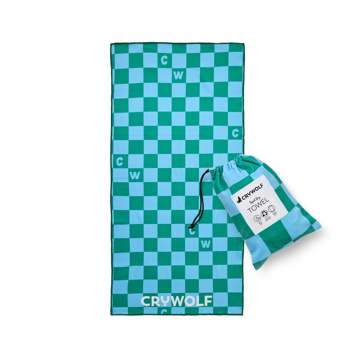 Crywolf Rapid Dry Towel (Sea Green Check)