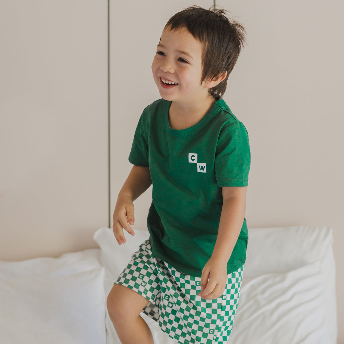 Crywolf Short Sleeve Sleep Set (Sea Green Check)