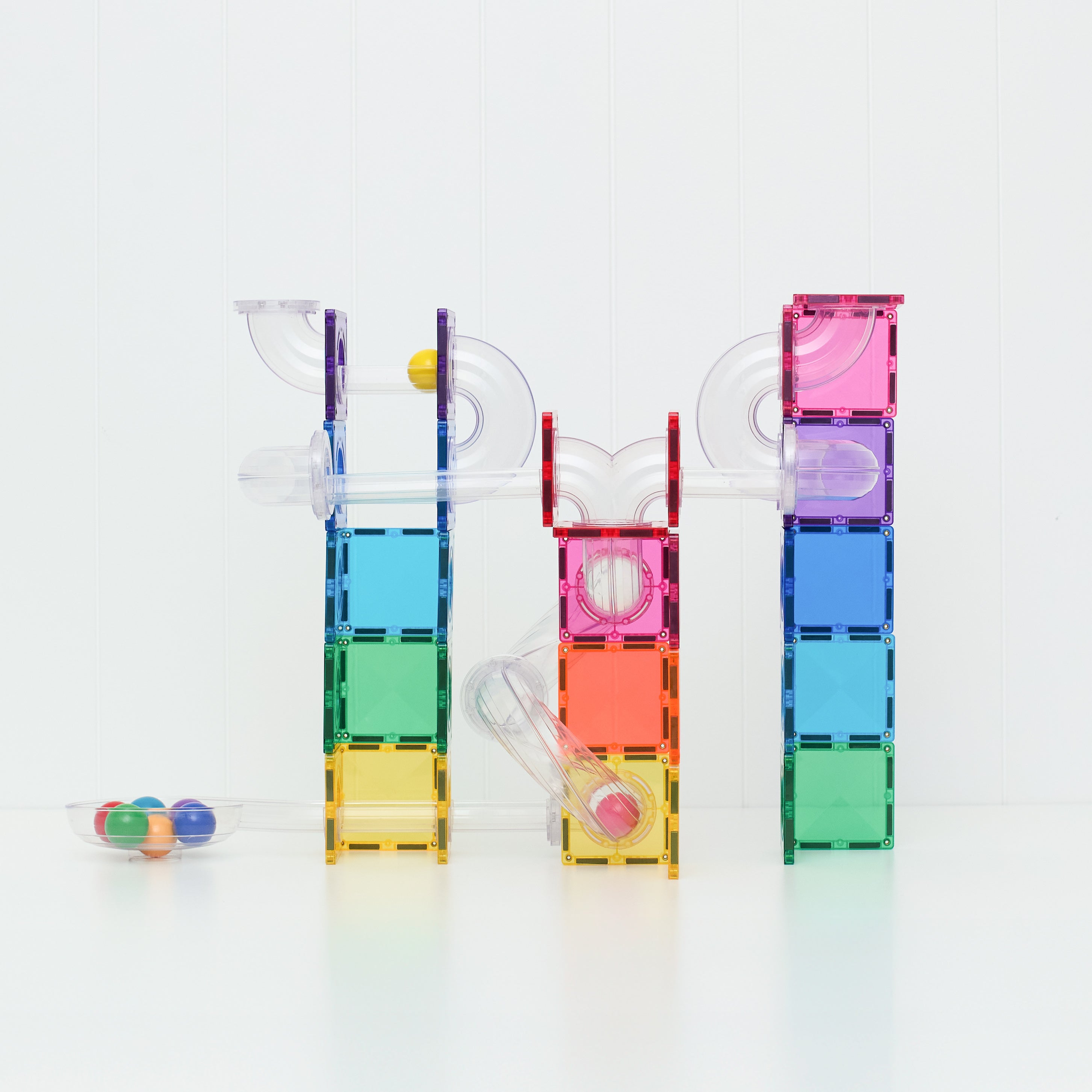 CONNETIX Magnetic Tiles Ball Run Set 114 Pieces (Bright)