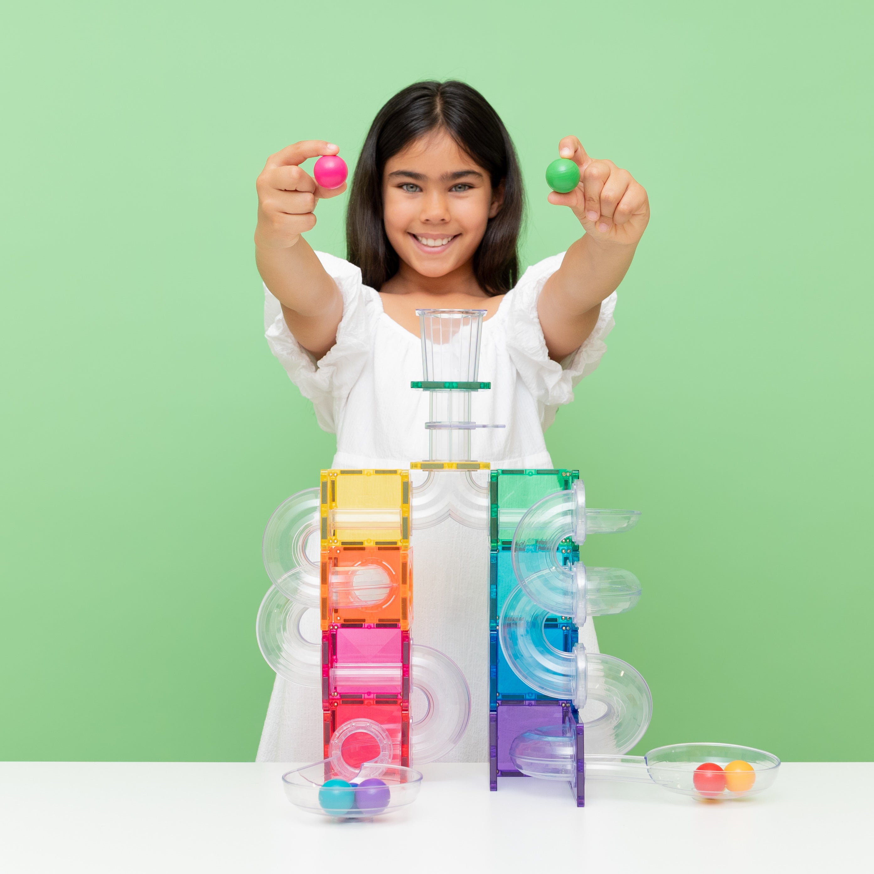 CONNETIX Magnetic Tiles Ball Run Set 114 Pieces (Bright)