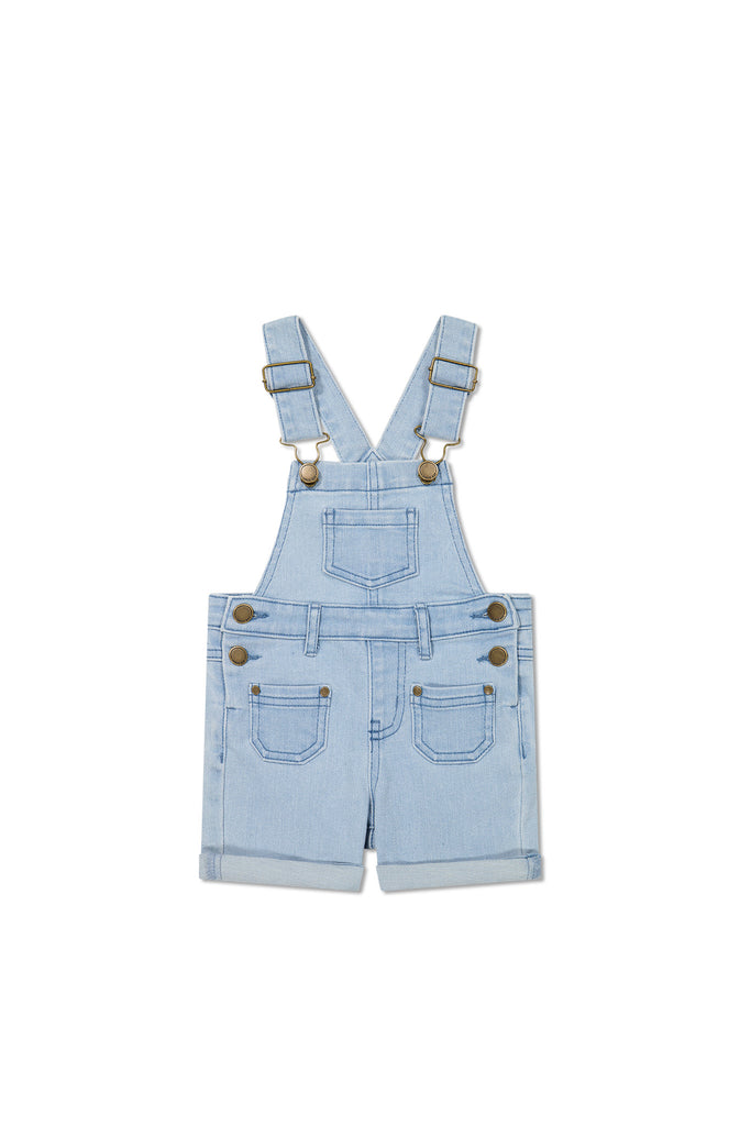 Jamie Kay Chase Cotton Twill Short Overalls (Washed Denim)