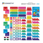 CONNETIX Magnetic Tiles Mega Pack 202 Pieces (Bright)