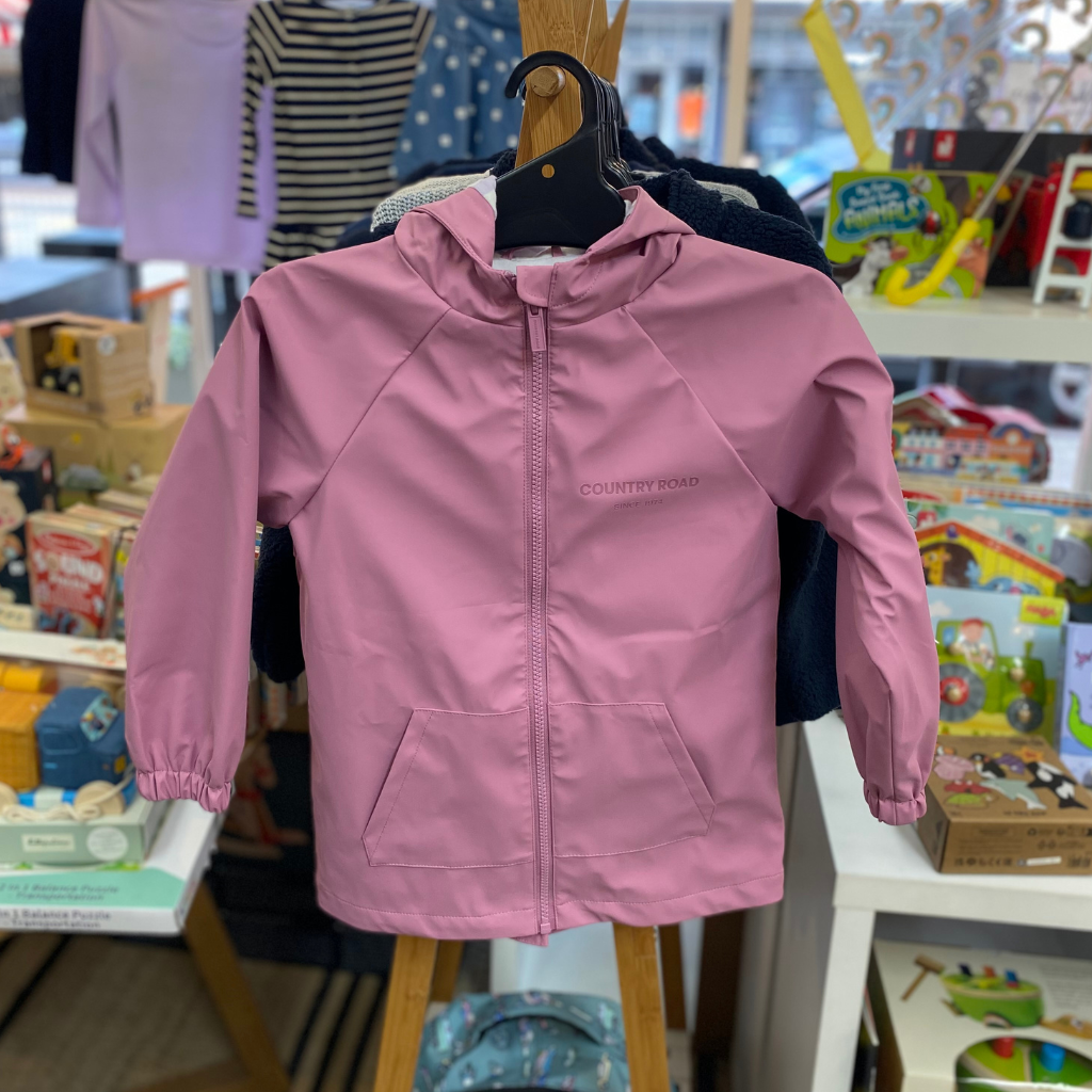 Country Road Hooded Rain Jacket (Berry) - Girls