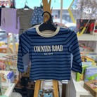 Country Road LS Heritage Tee (Navy Stripe)