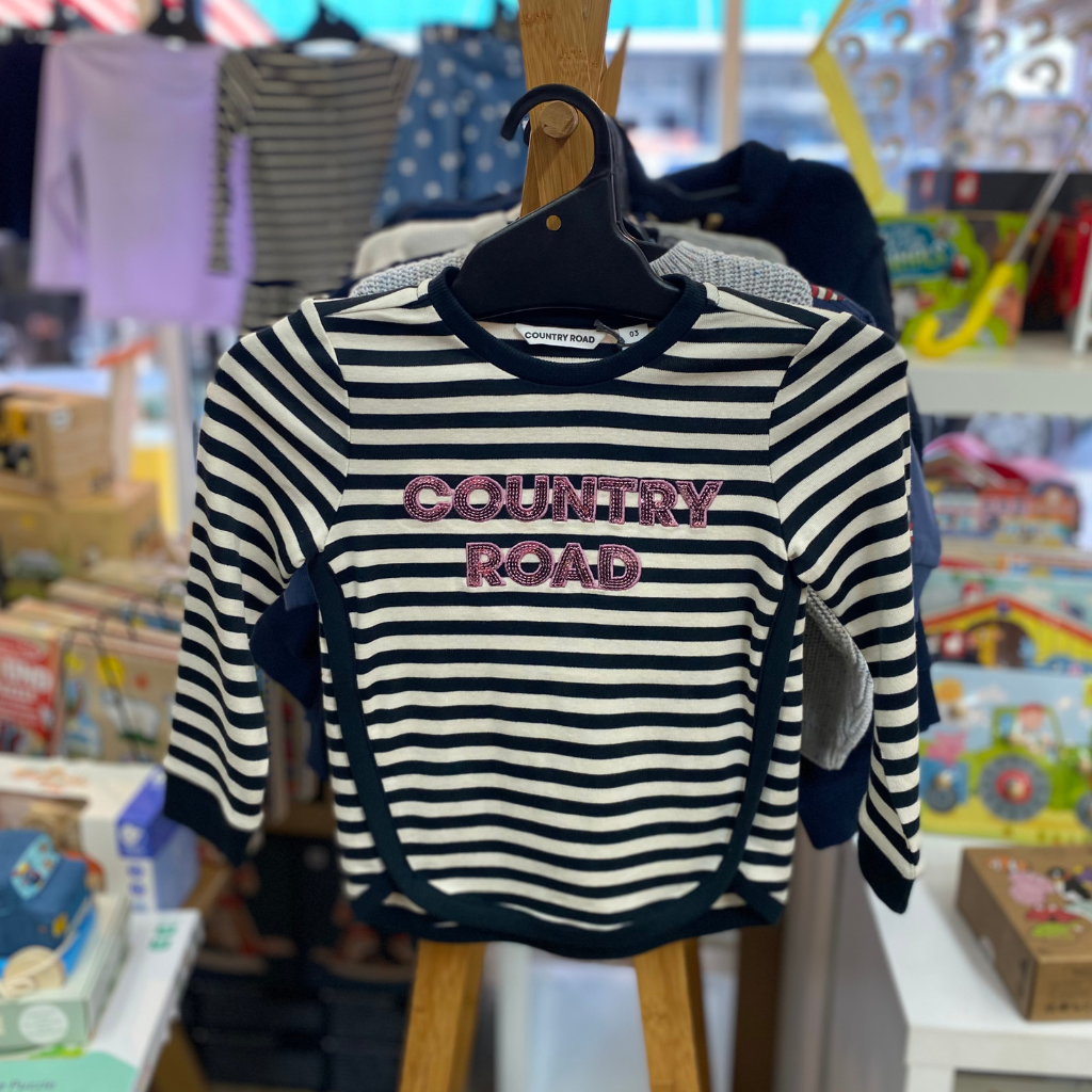 Country Road LS Logo Tee (Charcoal Stripe)