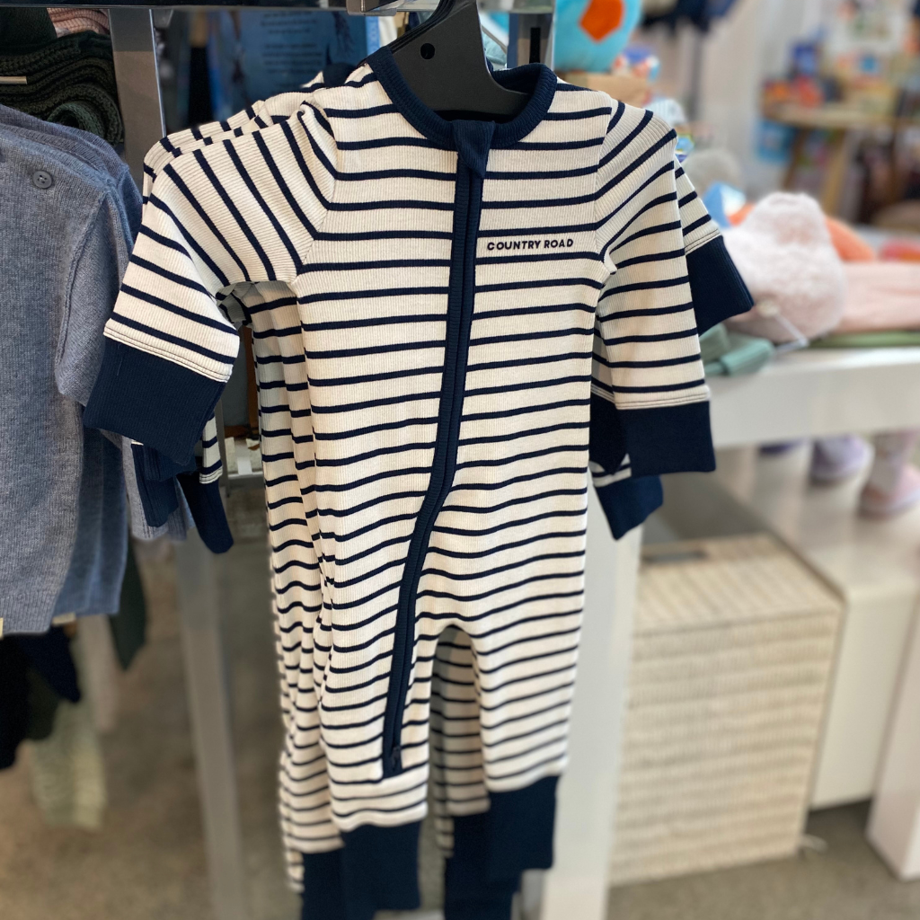 Country Road Stripe Rib Jumpsuit (Navy)