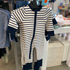 Country Road Stripe Rib Jumpsuit (Navy)