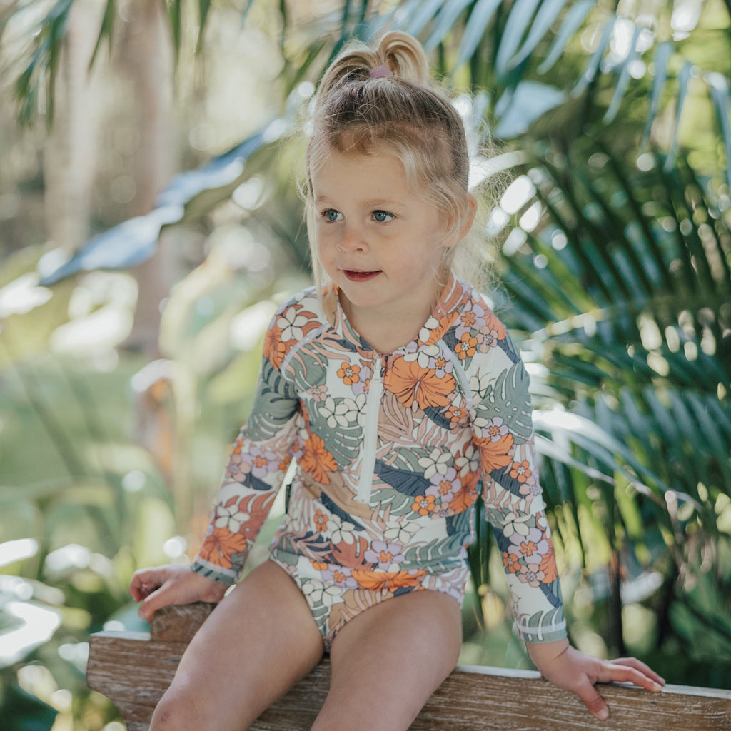 Crywolf Long Sleeve Swimsuit (Tropical Floral)