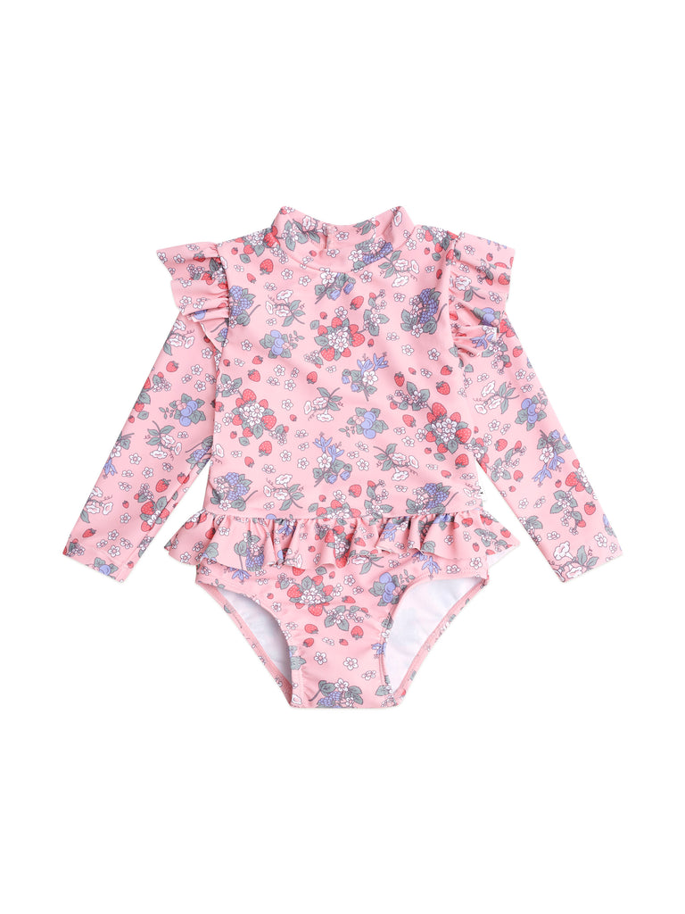 Huxbaby Strawberry Garden Frill Swimsuit (Strawberry Pink) - Baby