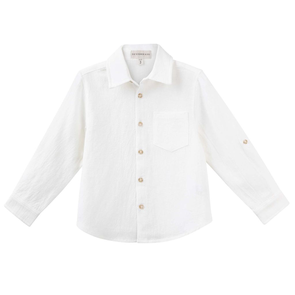 Designer Kidz Archie L/S Button Shirt (Ivory)