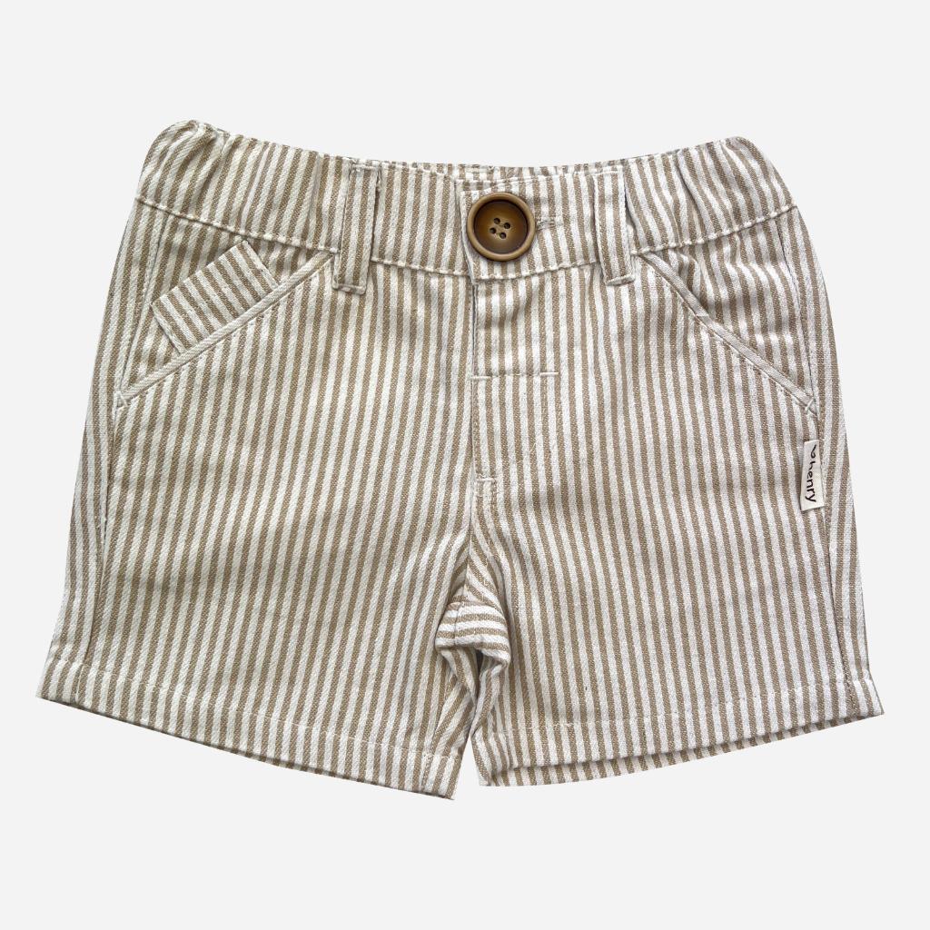 Love Henry Baby Boys Dress Shorts (Beige Pinstripe)