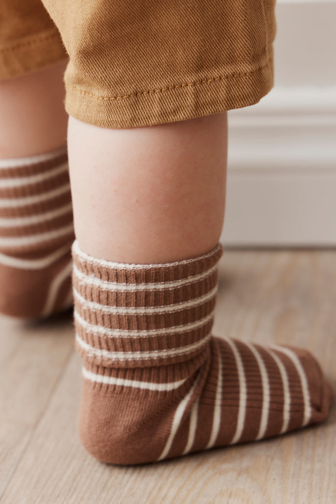 Jamie Kay Classic Rib Socks (Hazelnut Stripe)