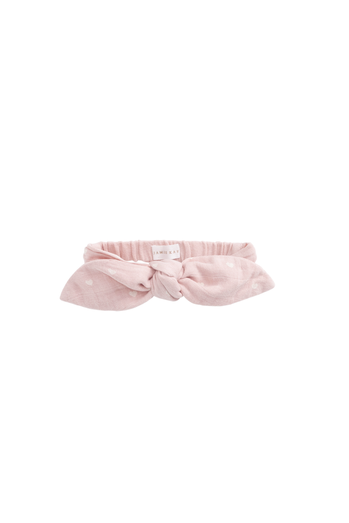 Jamie Kay Organic Cotton Muslin Headband (Petite Heart Old Rose)