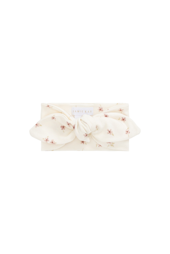 Jamie Kay Organic Cotton Headband (Simple Flowers Egret)