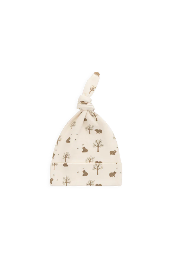 Jamie Kay Organic Cotton Knot Beanie (Honey Bear Cloud)