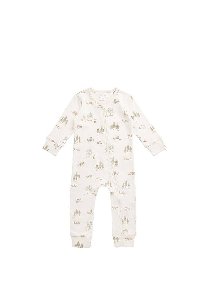 Jamie Kay Organic Cotton Reese Zip Onepiece (Pine Forest Friends)