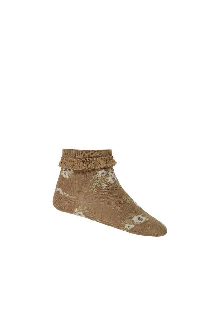 Jamie Kay Jacquard Floral Socks (Caramel Cream)