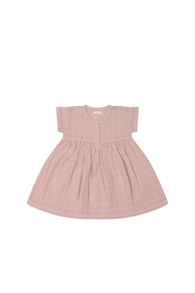Jamie Kay Muslin Short Sleeve Dress (Powder Pink)