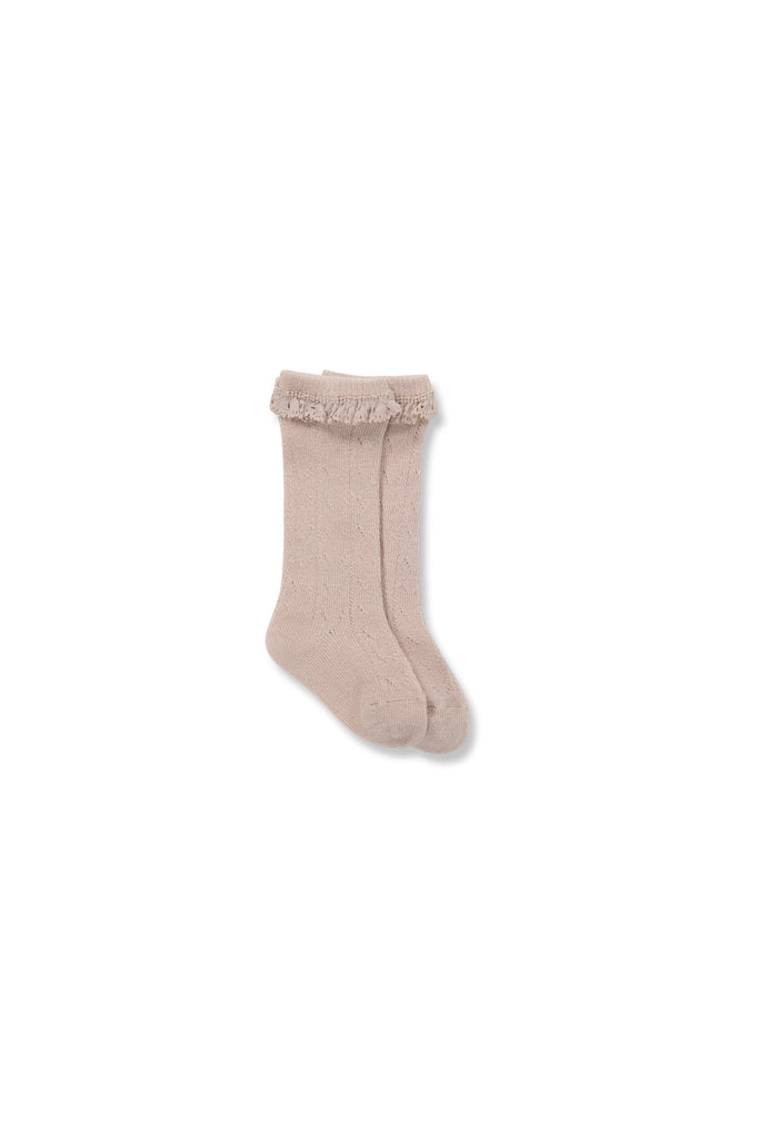 Jamie Kay Tulip Knee High Frill Socks (Rosebud)
