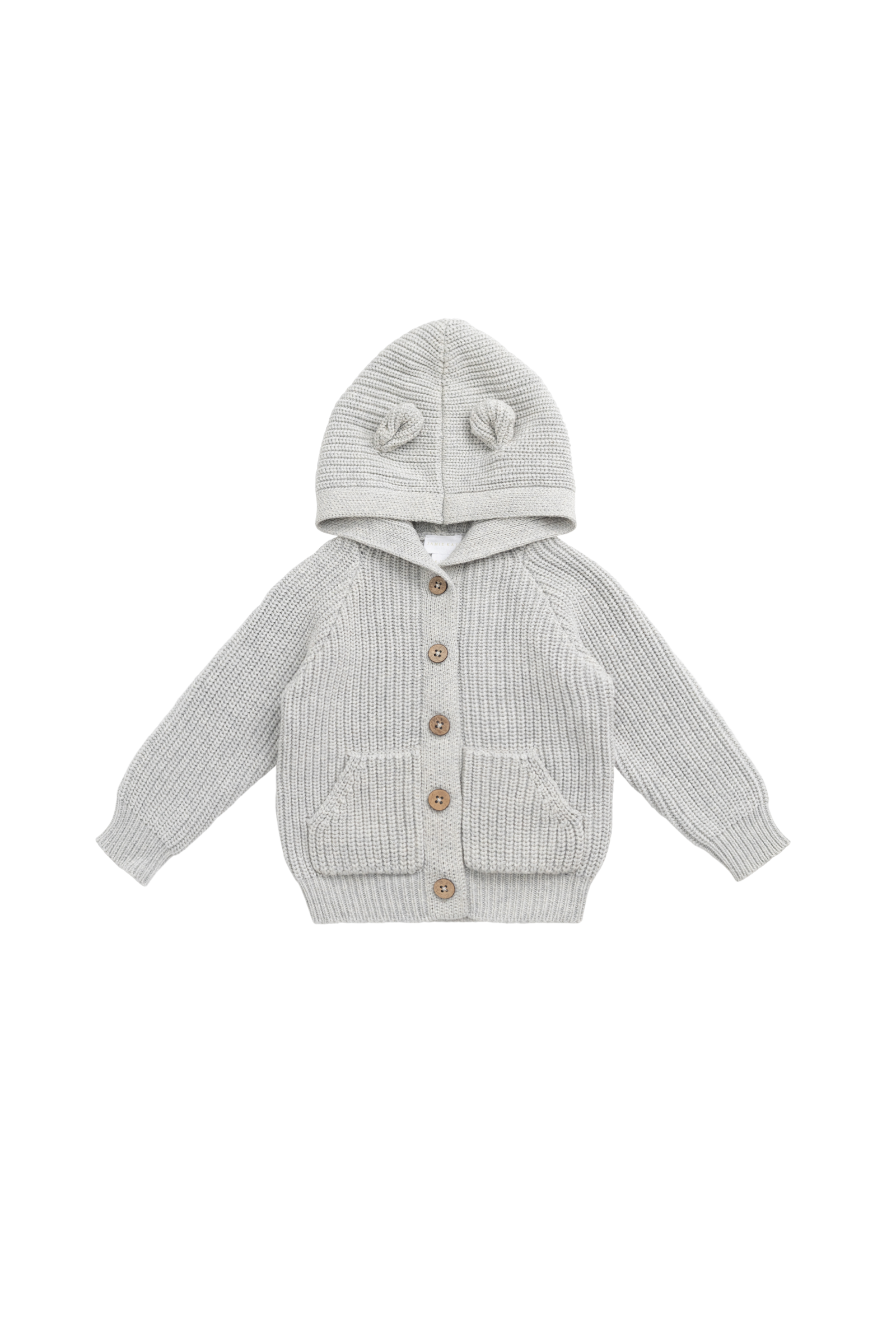 Jamie Kay OG Bear Knit Cardigan (Light Grey Marle) - Baby