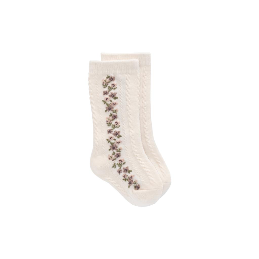 Jamie Kay Cassie Knee High Socks (Cassie Floral Jacquard - Bridal Blush)