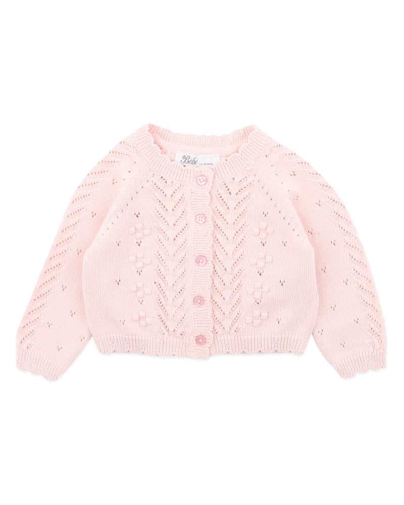 Bebe Organic Pink Pointelle Cardigan