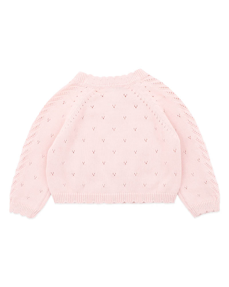 Bebe Organic Pink Pointelle Cardigan