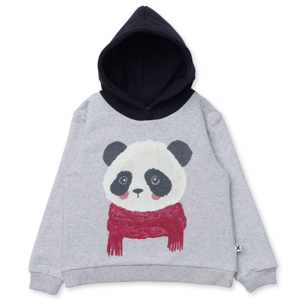 Minti Cosy Panda Furry Hood (Grey Marle/Black)