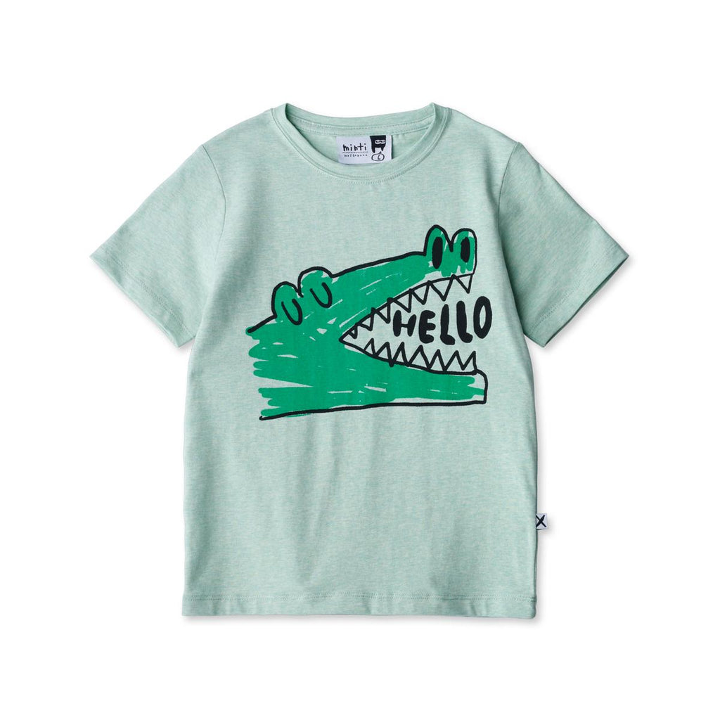 Minti Hello Croc Tee (Green Marle)