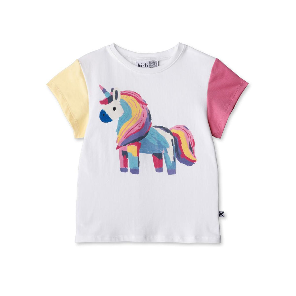 Minti Painted Unicorn Tee (Off White/Lemon/Pink)