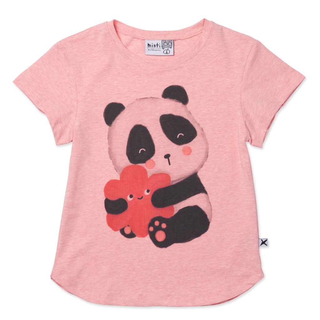 Minti Panda Hug Tee (Strawberry Marle)