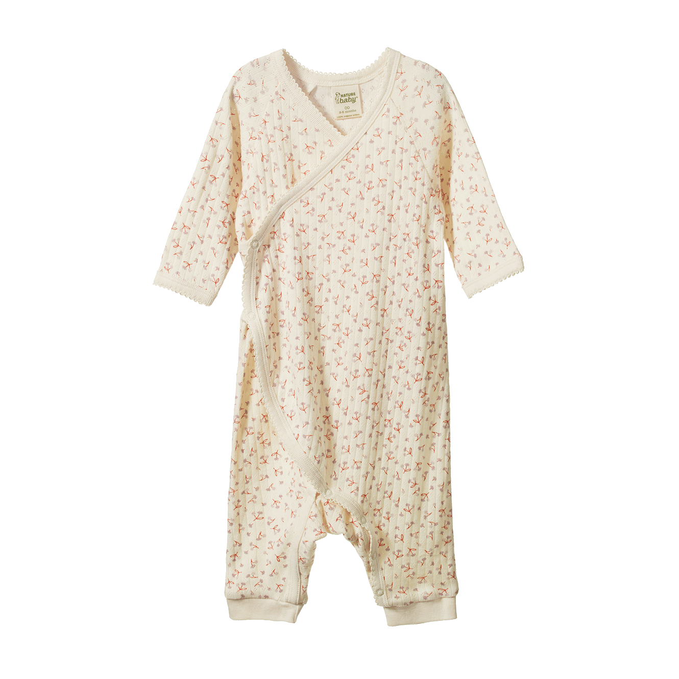 Nature Baby Organic Cotton Kimono Stretch & Grow Pointelle (Dandelion Print)