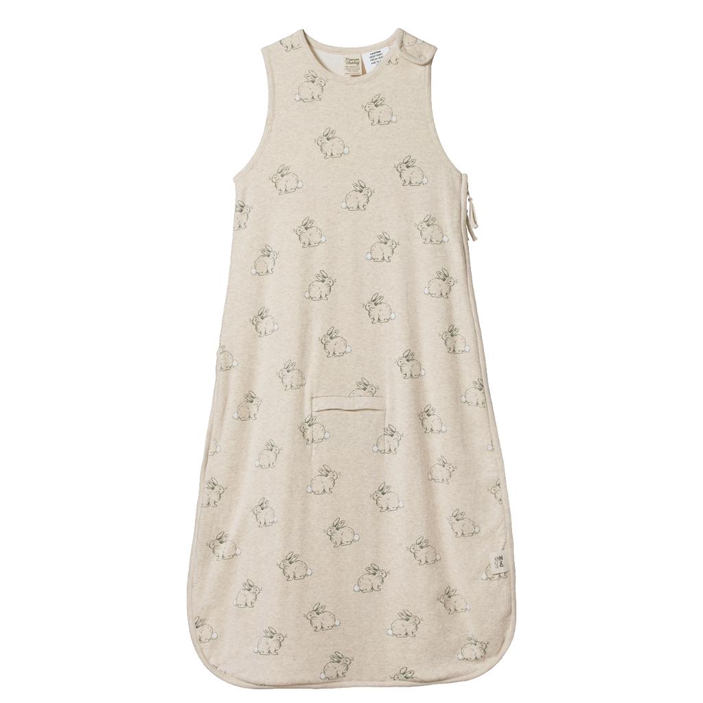Nature Baby Organic Cotton & Merino Sleeping Bag (Cottage Bunny Oatmeal Marl Print)