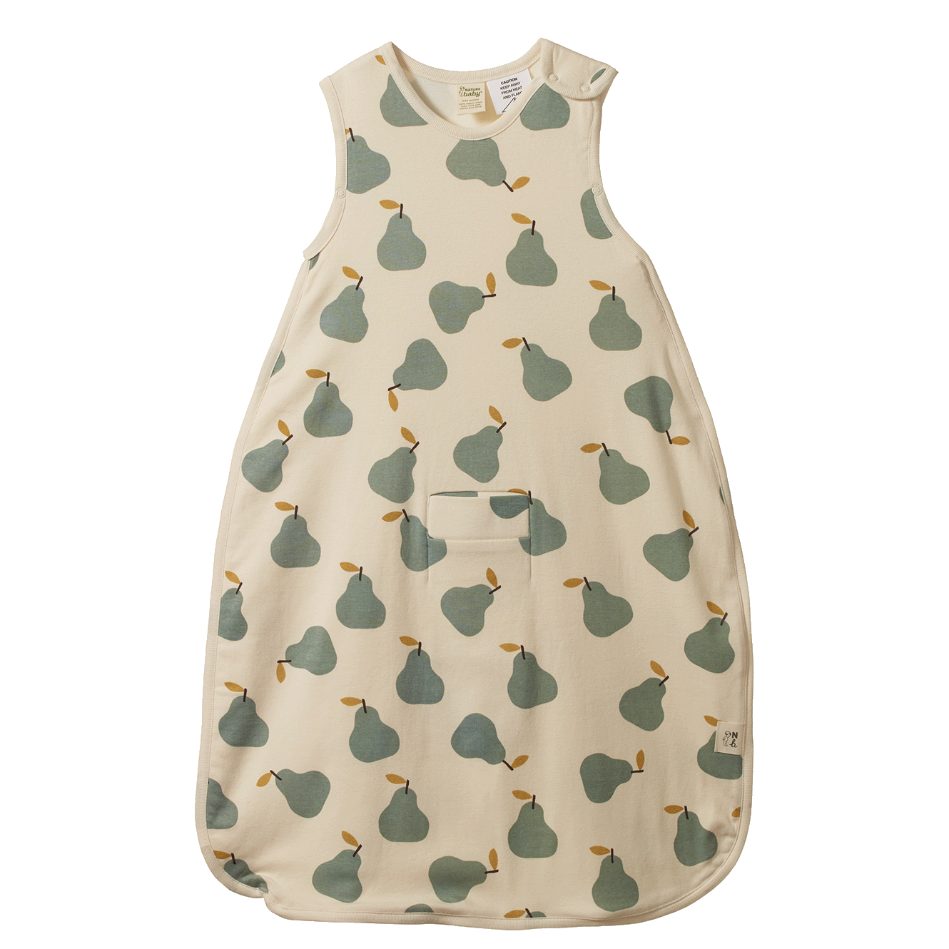Nature Baby Organic Cotton & Merino Sleeping Bag (Pear Print)