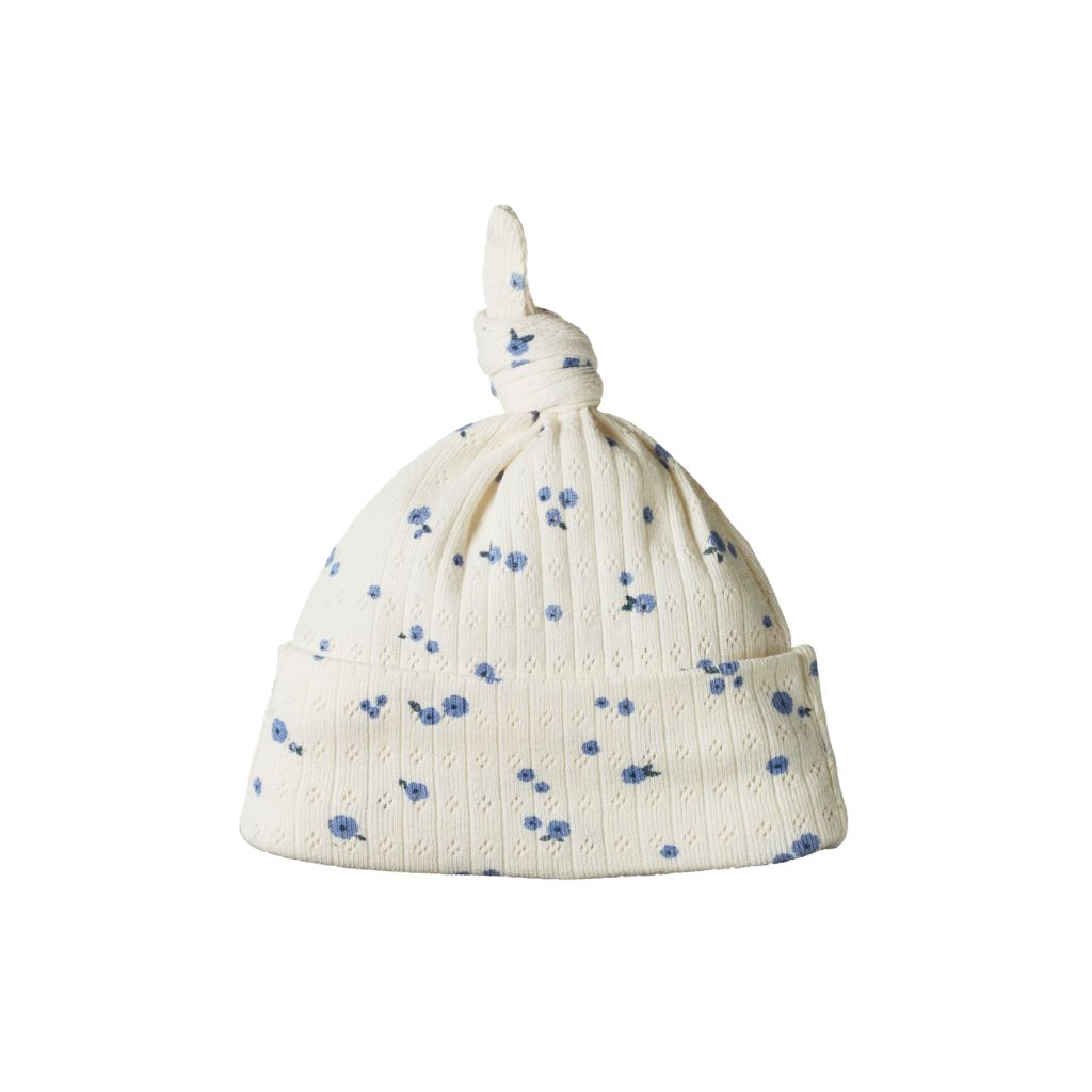 Nature Baby Organic Cotton Pointelle Knotted Beanie (Daisy Print)
