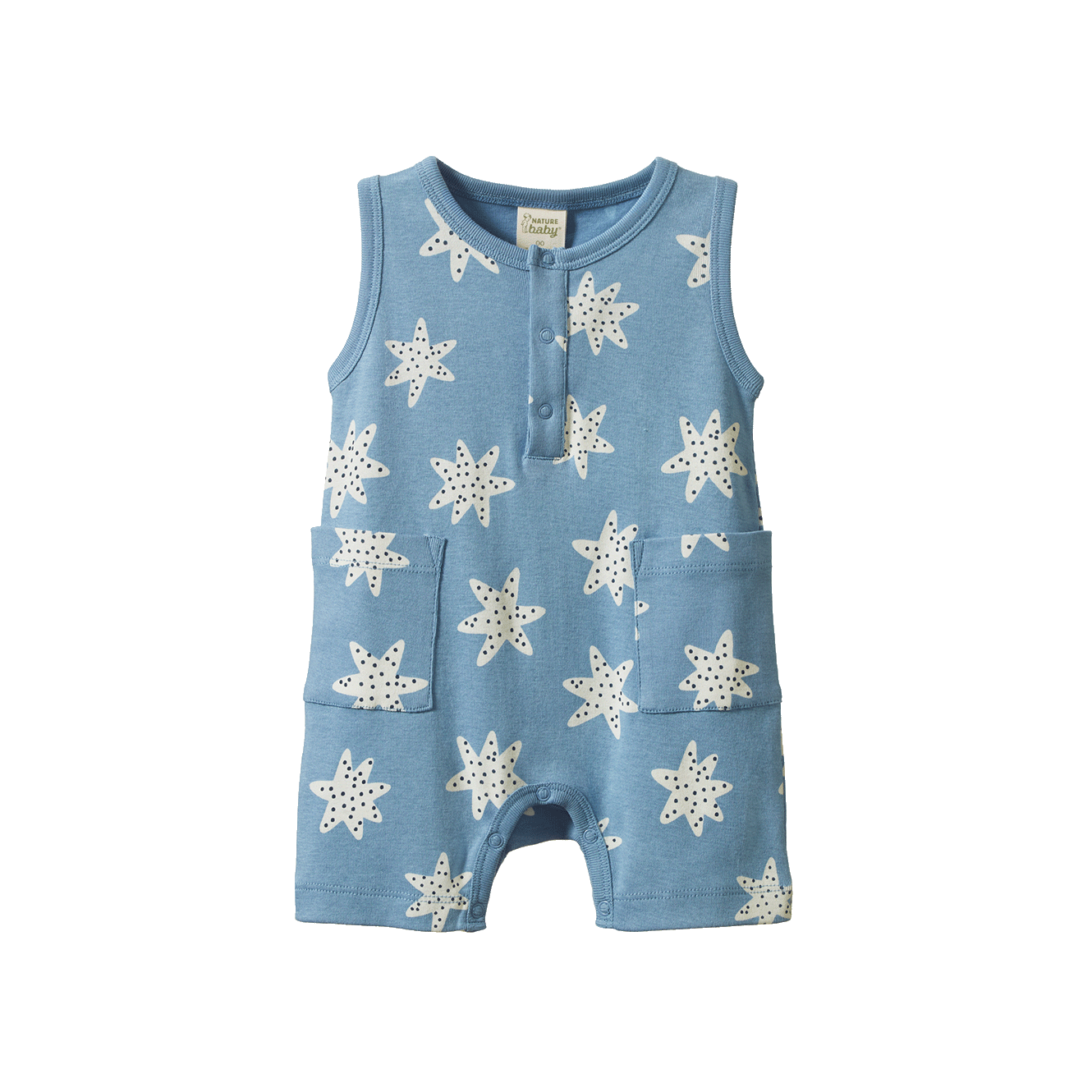 Nature Baby Organic Cotton Camper Suit (Sea Stars Print)