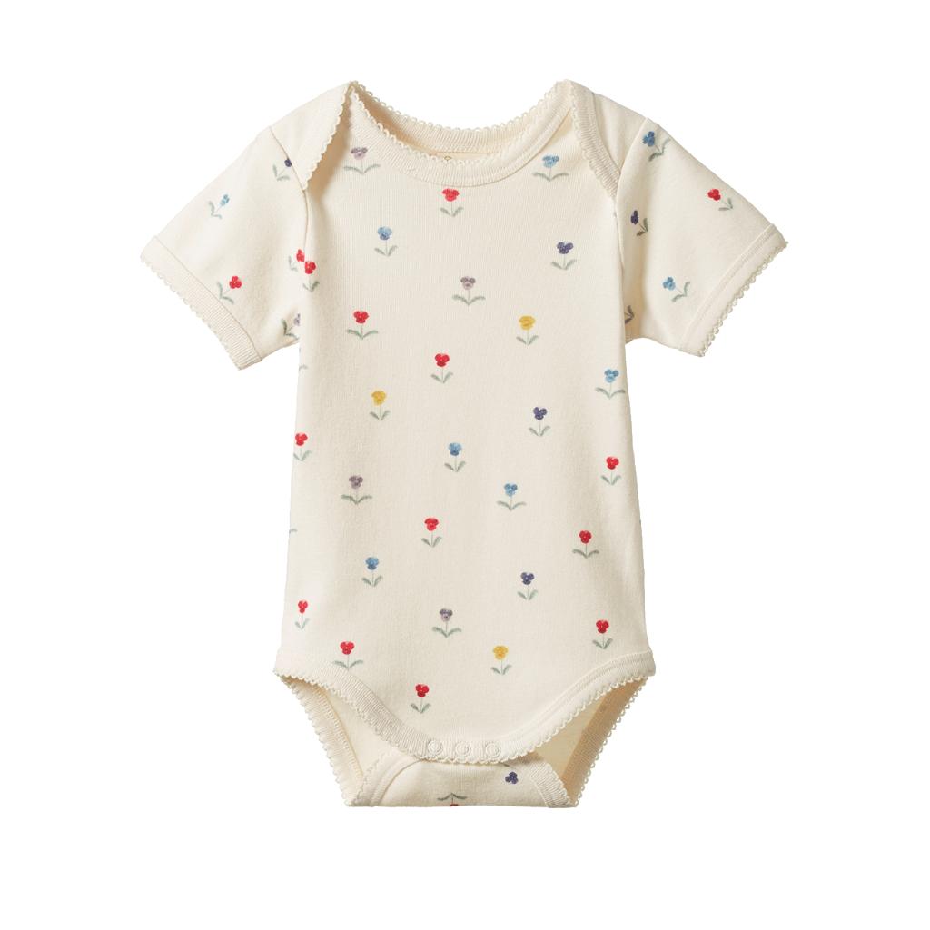 Nature Baby Organic Cotton S/S Bodysuit (Delphine Print)