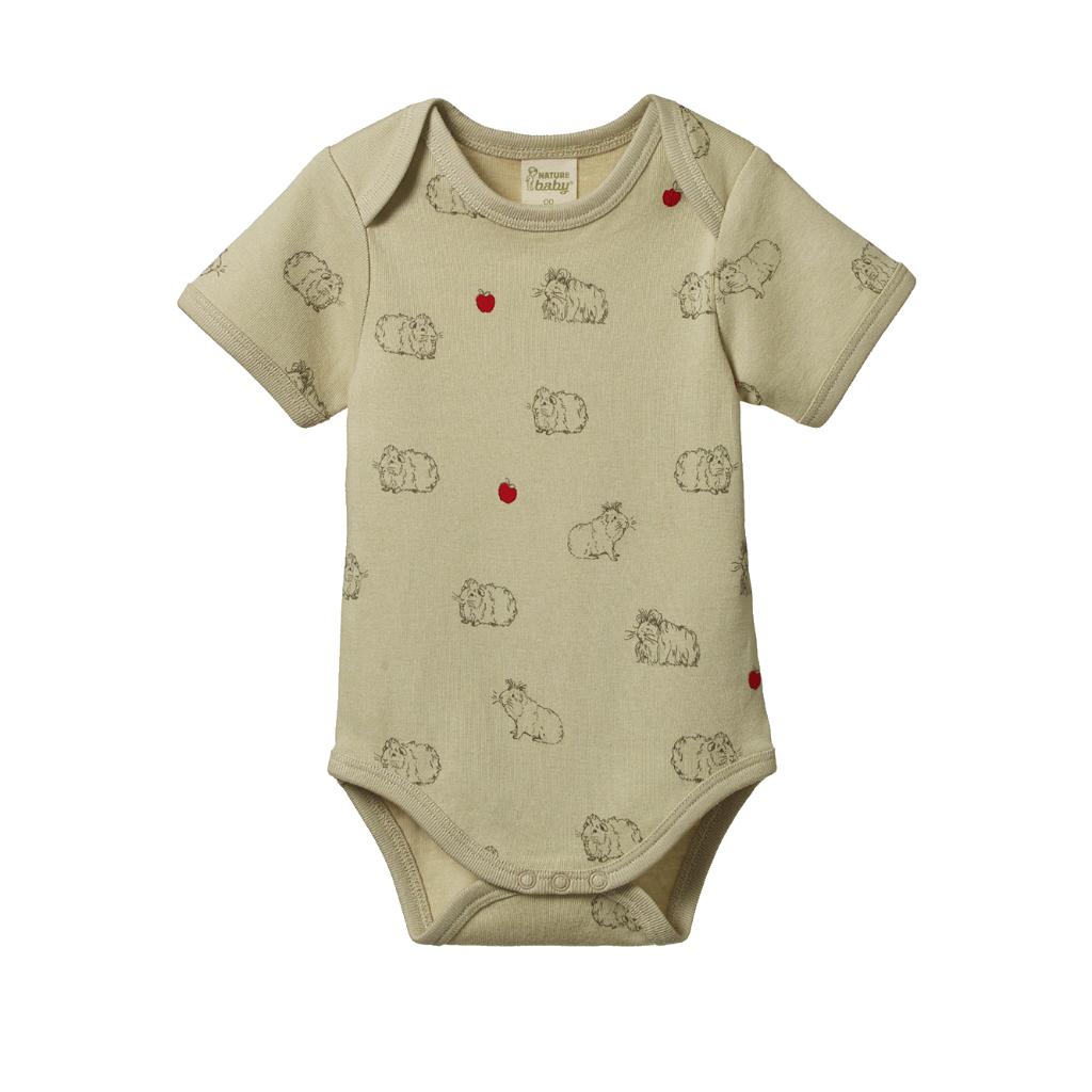 Nature Baby Organic Cotton S/S Bodysuit (Guinea Pig Gala Print)