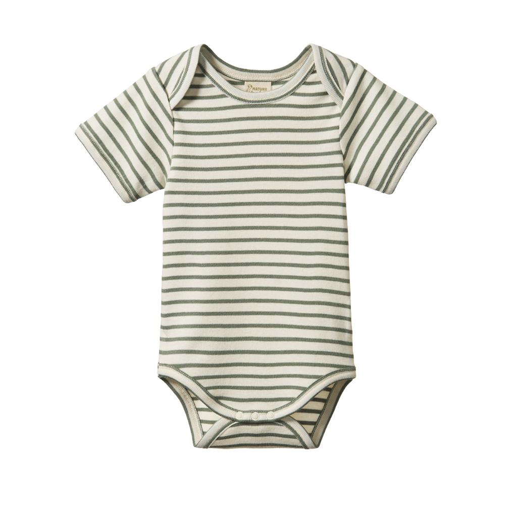 Nature Baby Organic Cotton S/S Bodysuit (Nettle Sailor Stripe)