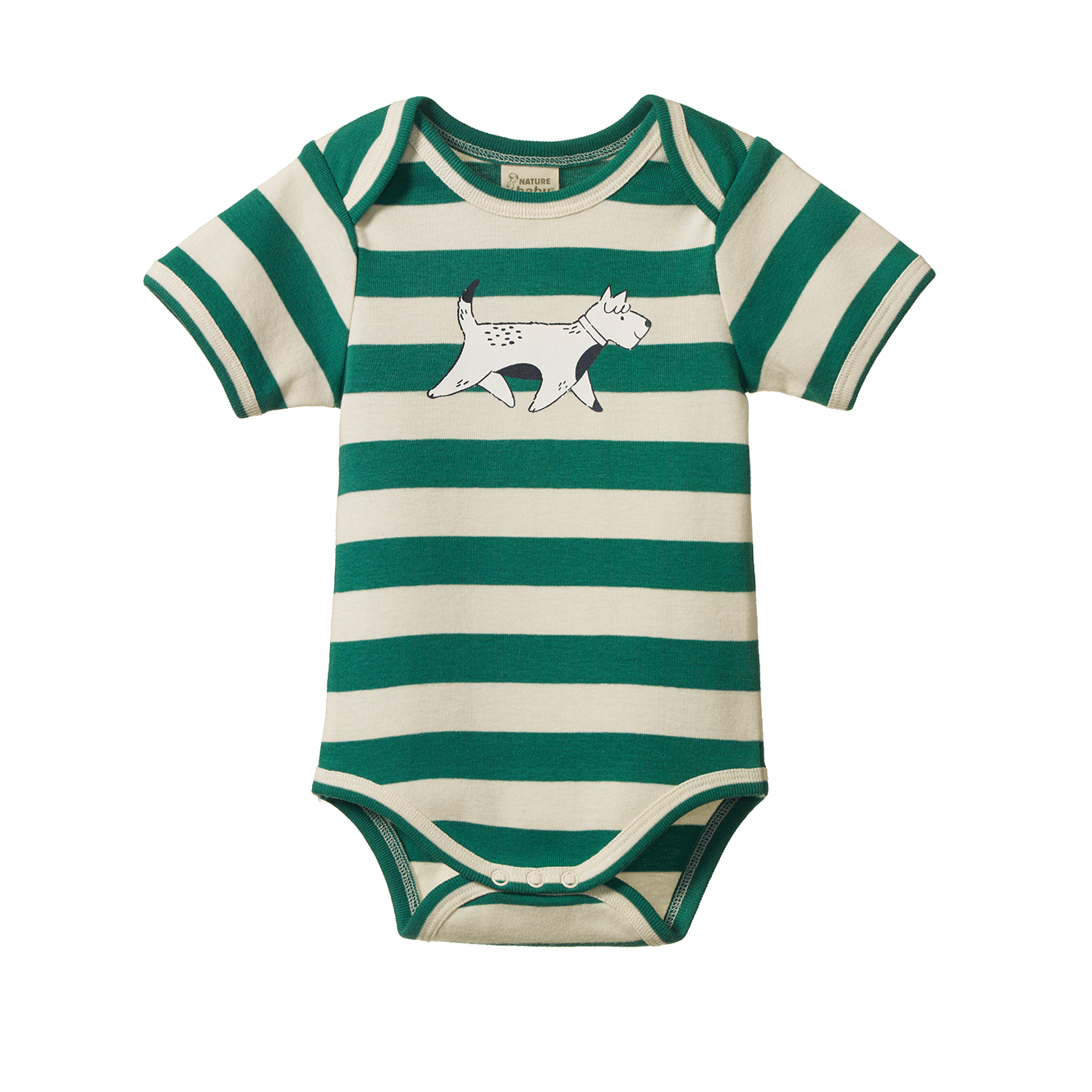 Nature Baby Organic Cotton S/S Bodysuit (Dog Walk Peppermint Print)
