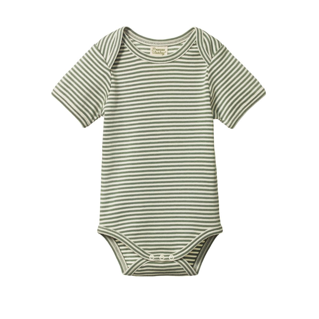 Nature Baby Organic Cotton S/S Bodysuit (Nettle Stripe)