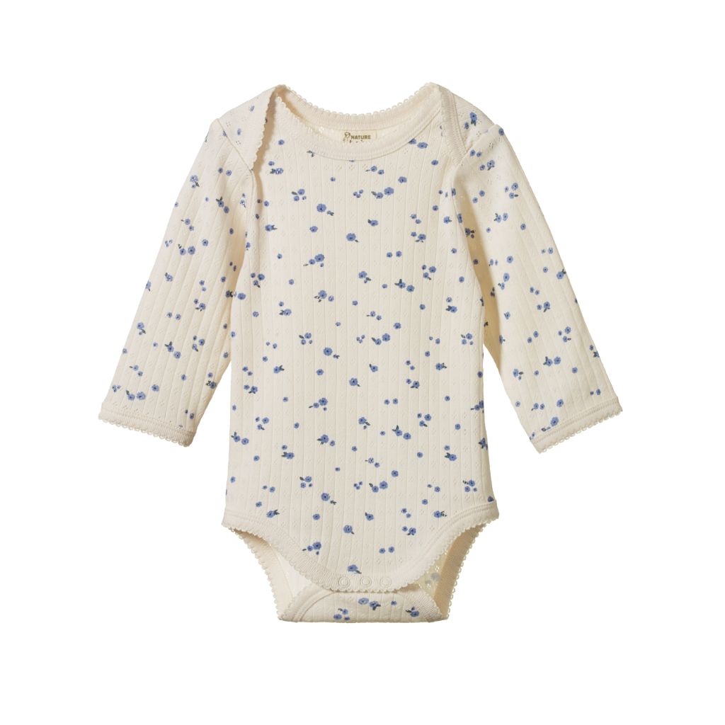 Nature Baby Organic Cotton Pointelle L/S Bodysuit (Daisy Print)