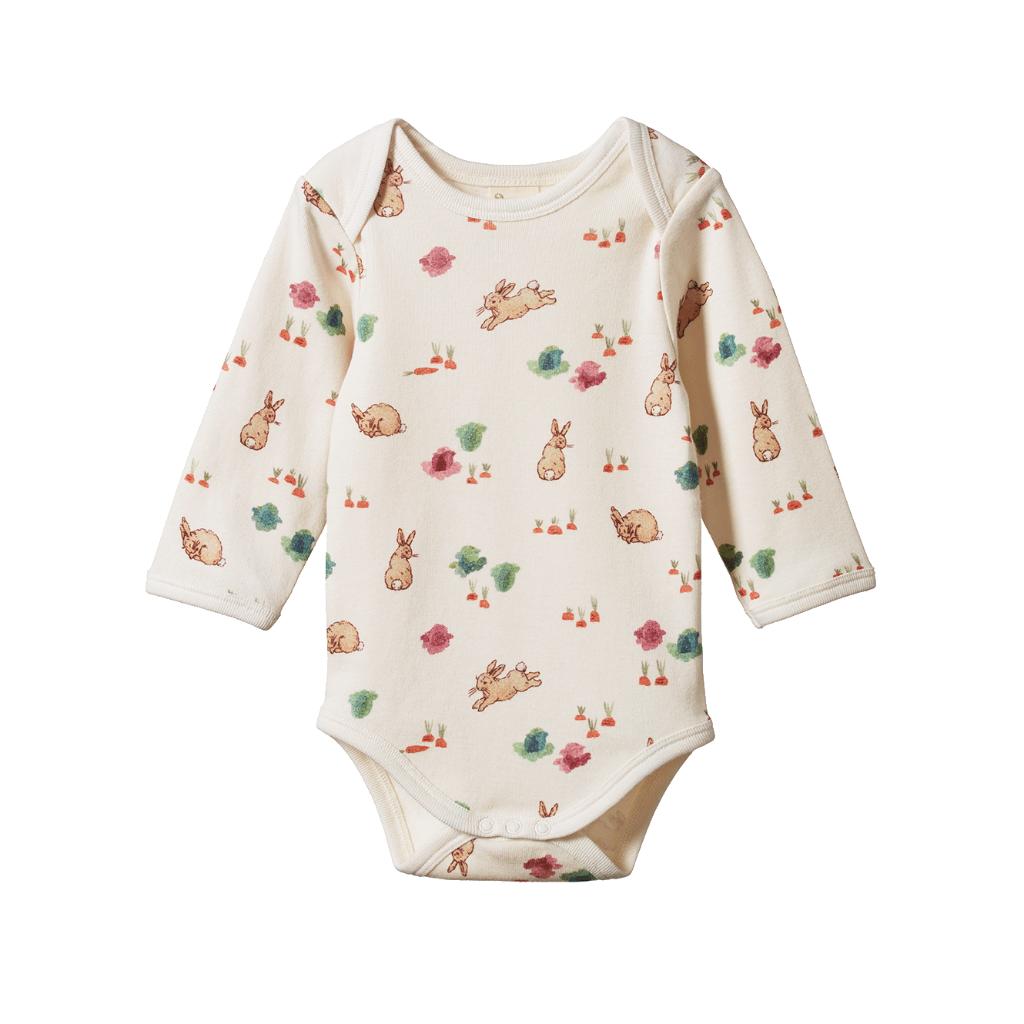 Nature Baby Organic Cotton L/S Bodysuit (Country Bunny Print)